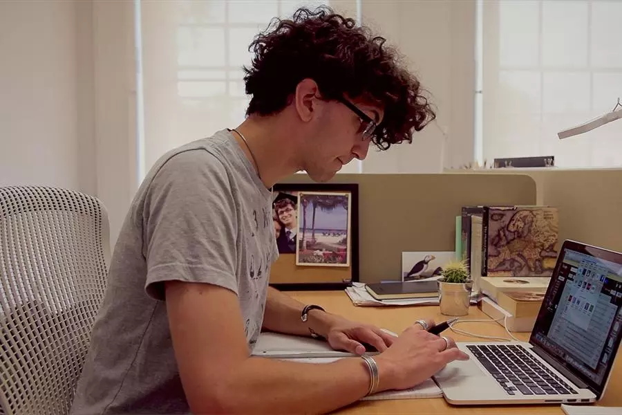 scholar at desk